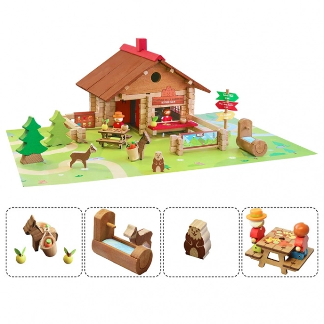 Jeujura Wooden Construction Set 150 Pieces - Mountain Shelter