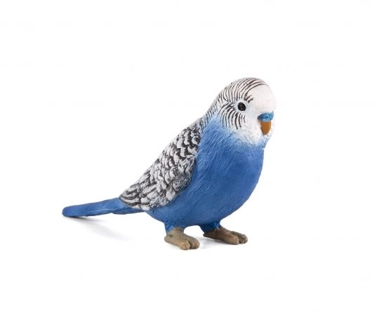 Realistic Blue Parakeet Figure