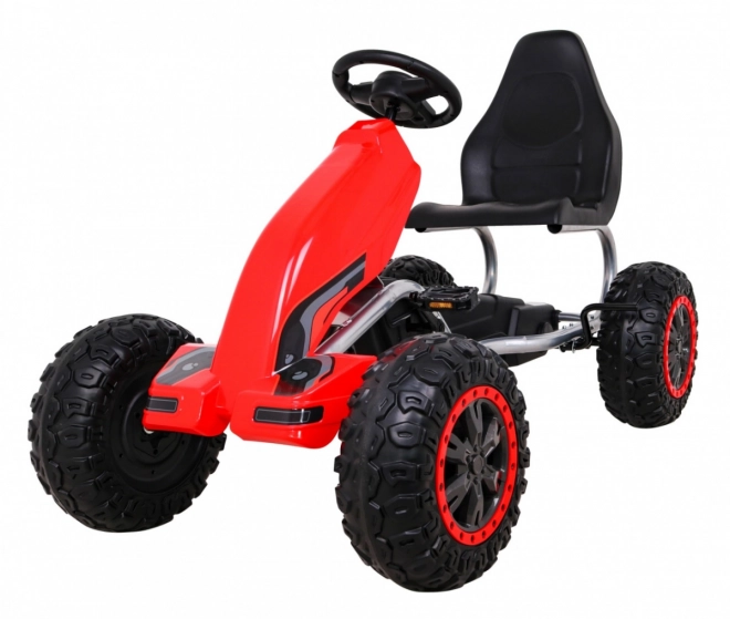 Large Pedal Go-Kart Strong for Children Red + 100 kg Load + EVA Wheels + Hand Brake + Sport Seat