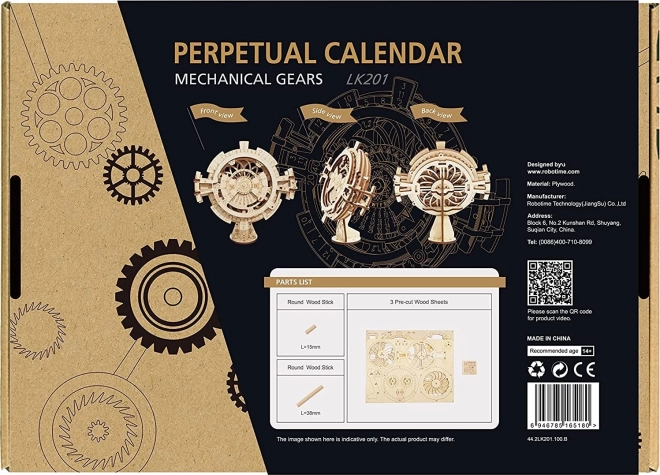 Wooden 3D Mechanical Calendar Puzzle