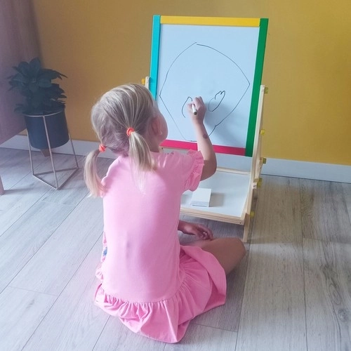 Children's Wooden Double-Sided Rotating Chalkboard and Whiteboard