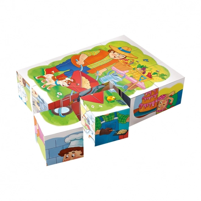 Dino Wooden Picture Blocks - Professions