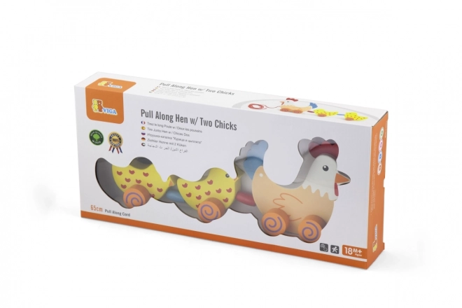 Wooden Pull Along Chicken with Chicks