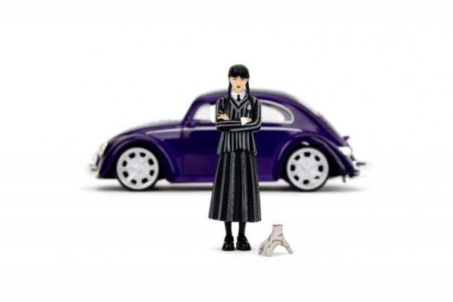 Wednesday Addams VW Beetle Toy with Figure