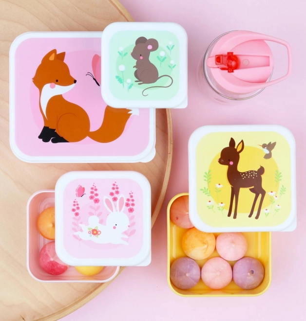 A little lovely company - snack box set - woodland friends - pink