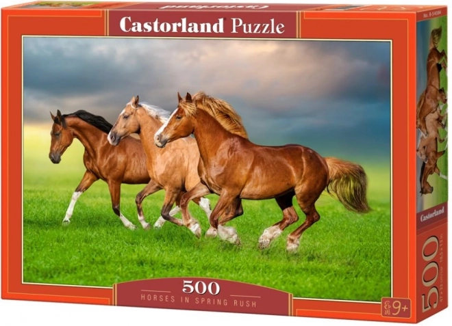 Horse Rush in Spring 500 Piece Puzzle