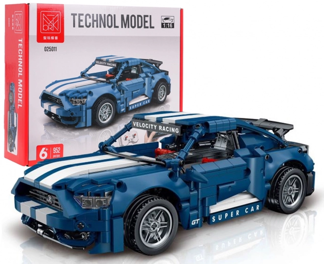 Blue Sports Car Building Blocks Set