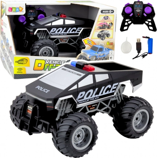 Voiture de police tout-terrain RC noire 1:16