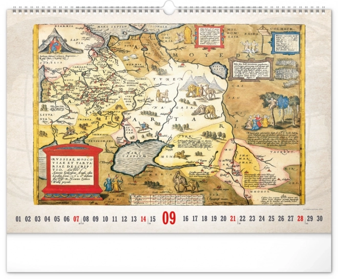 Wall calendar old maps 2025