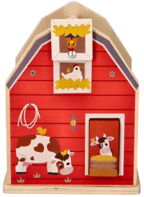 Wooden Farm Shape Sorter with Blocks