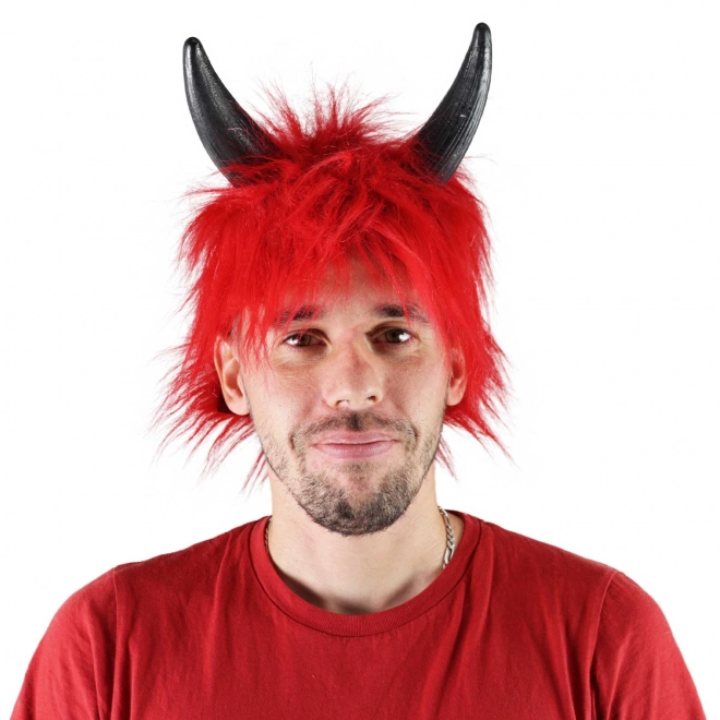 Devil Red Wig with Horns