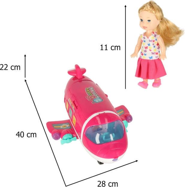 Aereo per bambole 2 in 1 con accessori rosa