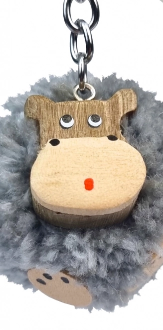 Wooden Keychain Pendant Hippopotamus