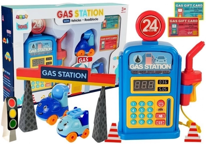 Gas Station Playset with Cars, Lights, and Sounds