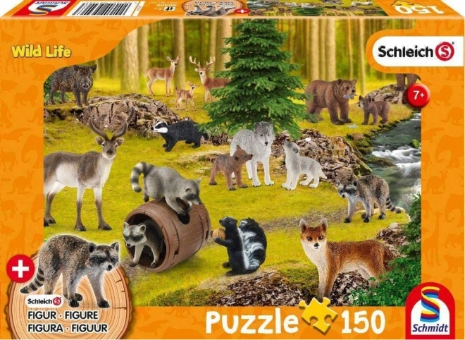 Schmidt raccoon habitat puzzle 150 pieces with Schleich figure