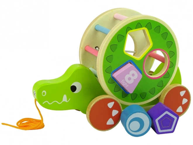 Wooden Pull Along Crocodile Shape Sorter Toy