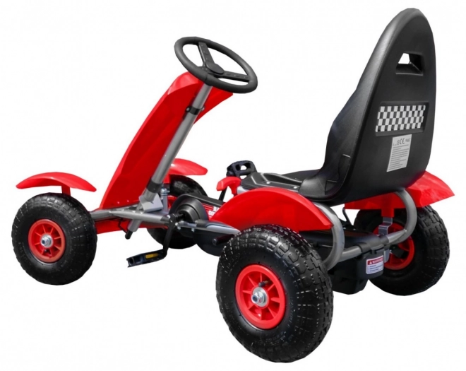 Racing Pedal Go-Kart XL for Kids 3+ Red + Inflatable Wheels + Adjustable Seat + Freewheel