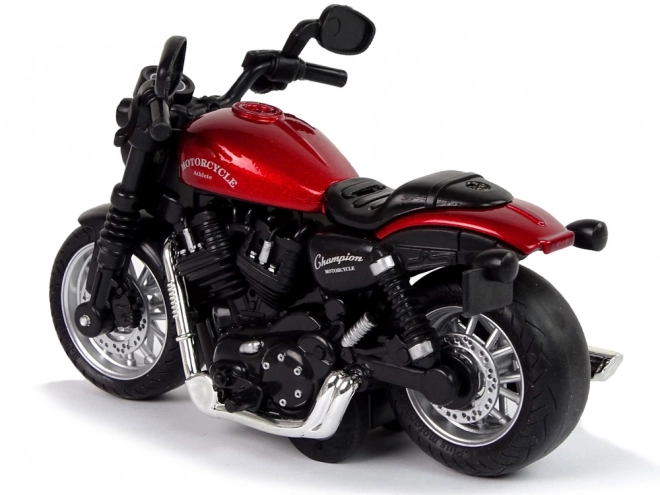 Red Champion Motorcycle Toy with Pull-Back Mechanism