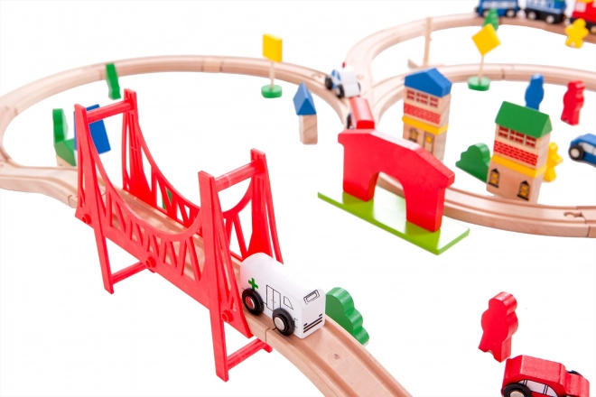 EcoToys Wooden Battery-Operated Train Set