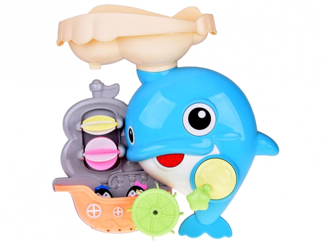 Happy Dolphin Bath Toy with Boat and Penguins