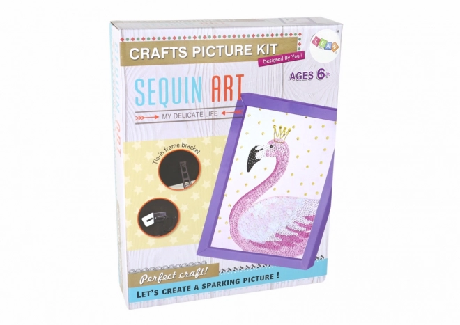 Creative DIY Set Sequin Pins Flamingo Frame