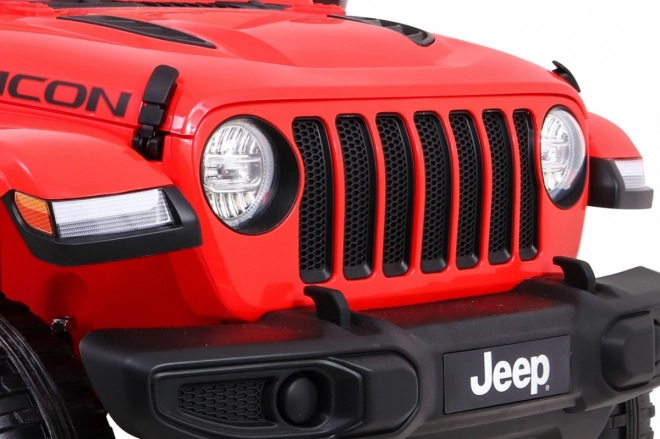 Jeep Wrangler Rubicon baterie pro děti Červená + dálkové ovládání + rádio MP3 LED + kola EVA