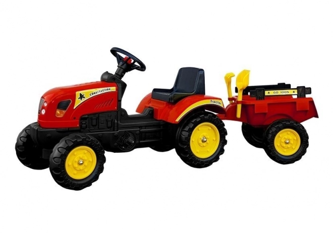 Red Children's Pedal Tractor with Trailer