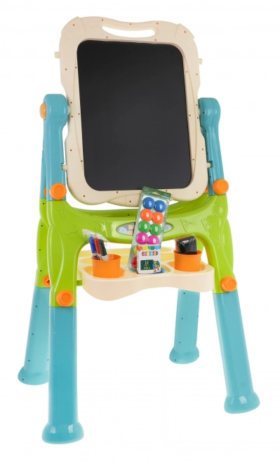 Adjustable Dual-Sided Magnetic and Chalkboard Easel for Kids