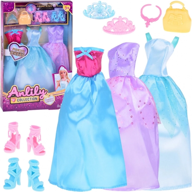 Set di abbigliamento alla moda per bambole con abiti, gioielli e accessori