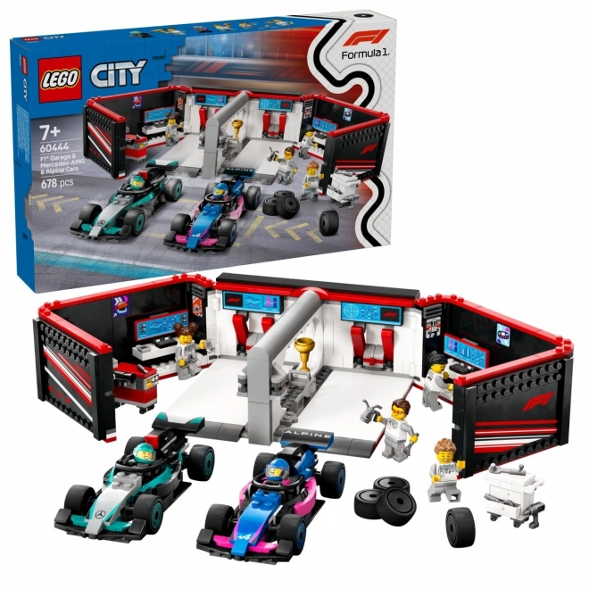 Lego City F1 Garage with Mercedes-AMG and Alpine Cars