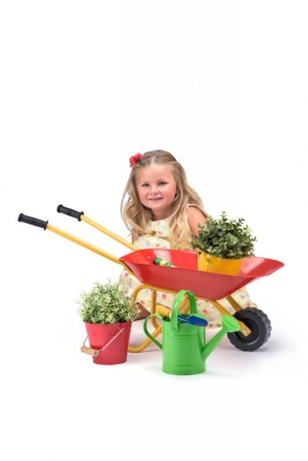 Red Metal Wheelbarrow for Kids