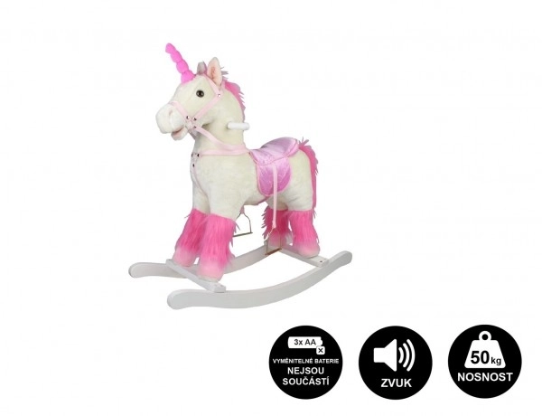 Plush Pink Rocking Horse with Sound and Movement – Pink