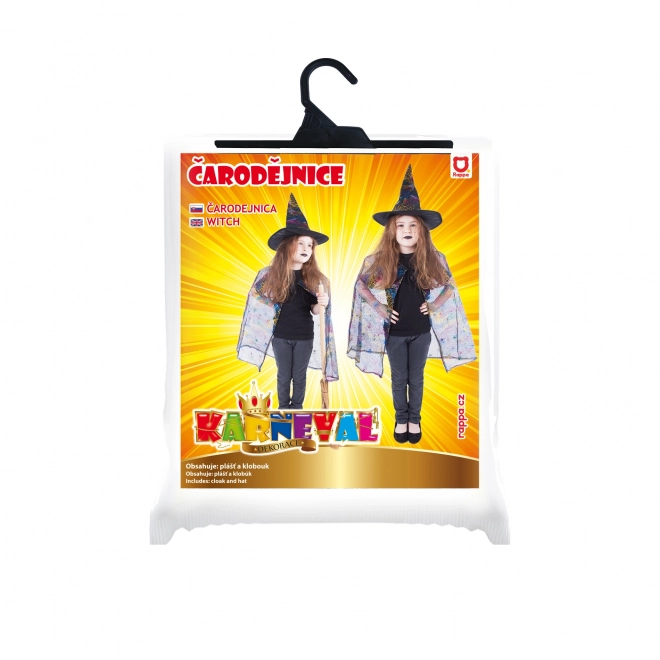 Witch Costume Cape with Spider Web and Hat