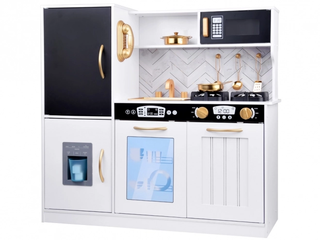 Large Wooden Kids' Kitchen with Refrigerator and Oven