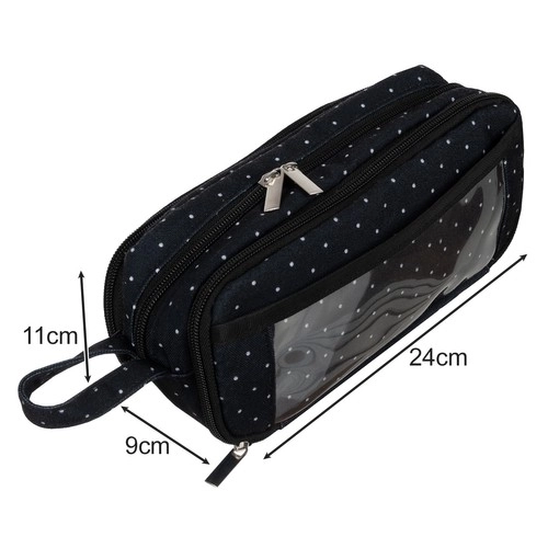 Expandable Triple Pencil Case - Black