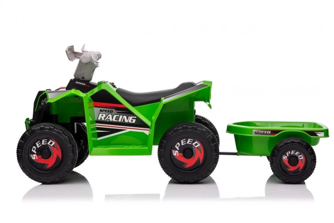 Akkumulátoros zöld quad utánfutóval