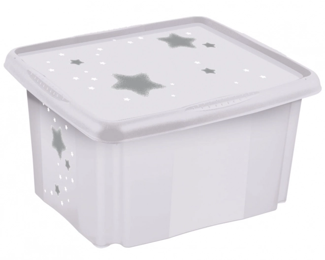 Large Storage Box with Lid Stars White