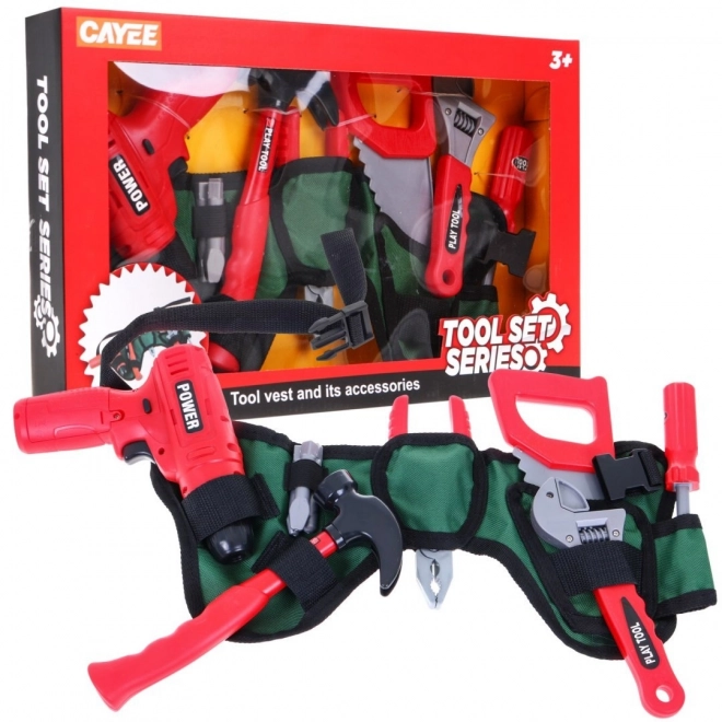 Children's Tool Belt with Interactive Drill and Adjustable Belt