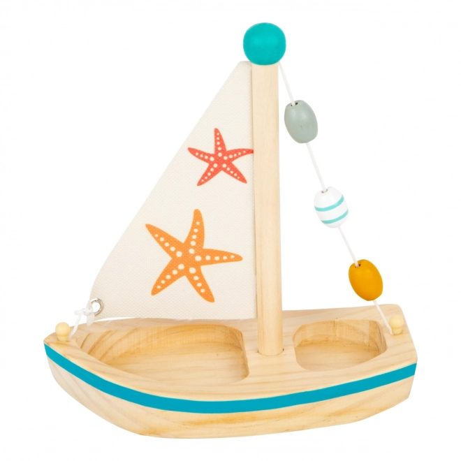 Small Foot Wooden Sailing Boat Toy with Starfish Design