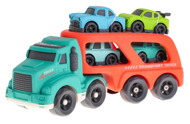 Interactive BIOplastic Tow Truck and Cars for Kids – Turquoise-red