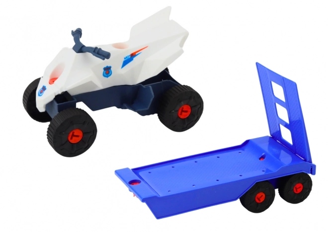 Modern Car Set with Quad and Trailer DIY Blue