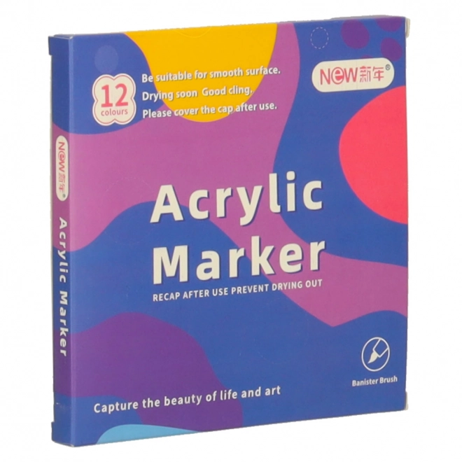 Waterproof Acrylic Markers for Fabric and Stones - Set of 12