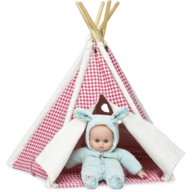 Vilac Mini Checkered Teepee for Dolls