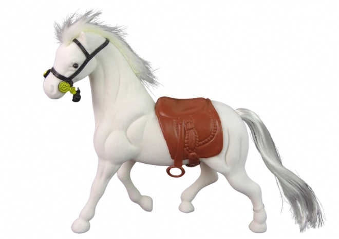 White Horse Toy Figure with Saddle