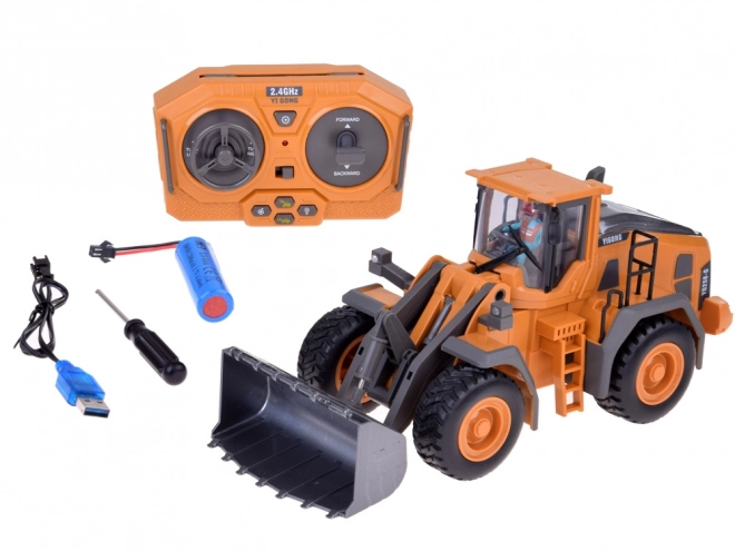 Remote Controlled Bulldozer with Moving Arm, Lights, and Sounds