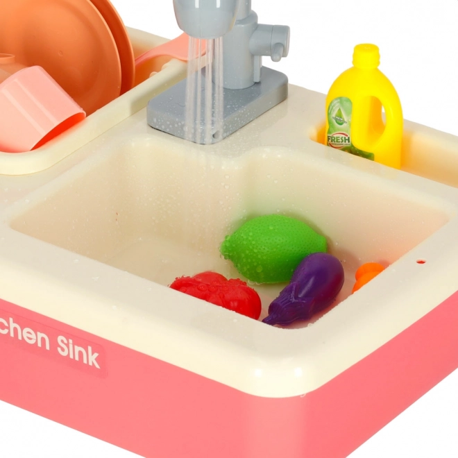 Sink Play Set with Real Water and Accessories - Pink