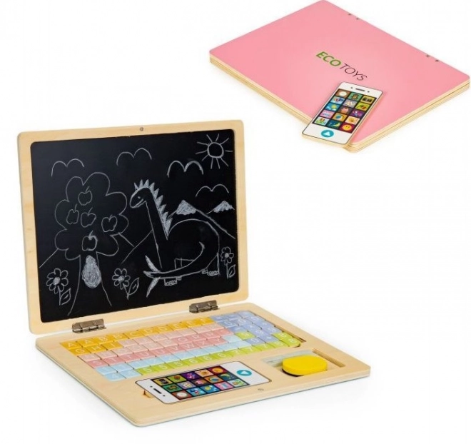 Wooden Magnetic Laptop and Blackboard with Letters