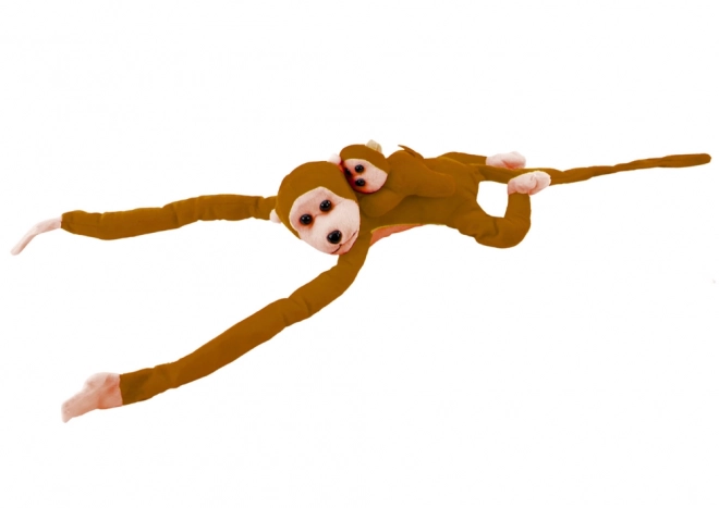 Plush Monkey Toy with Baby, Dark Brown, 90 cm