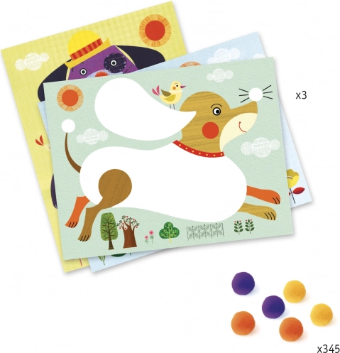 Collages with Pom-poms Dog Playfulness by Djeco