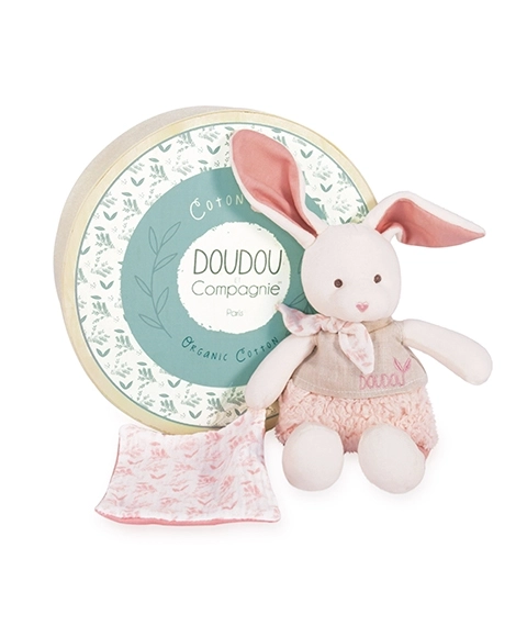 Gift Set - Plush Bunny with Pink Organic Cotton Blanket